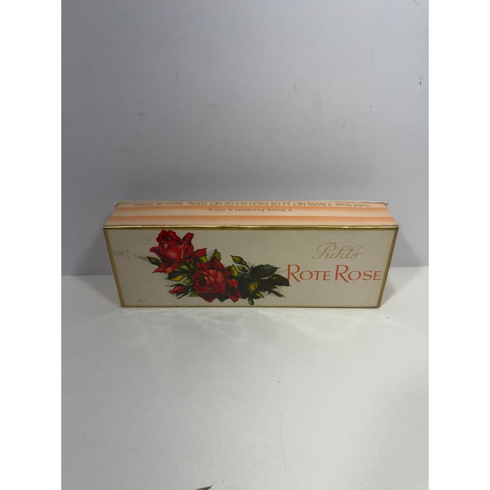 Vintage Puhls Rote Rose Toilet Soap Set 3 Bars 100g Each Made in Germany Boxed